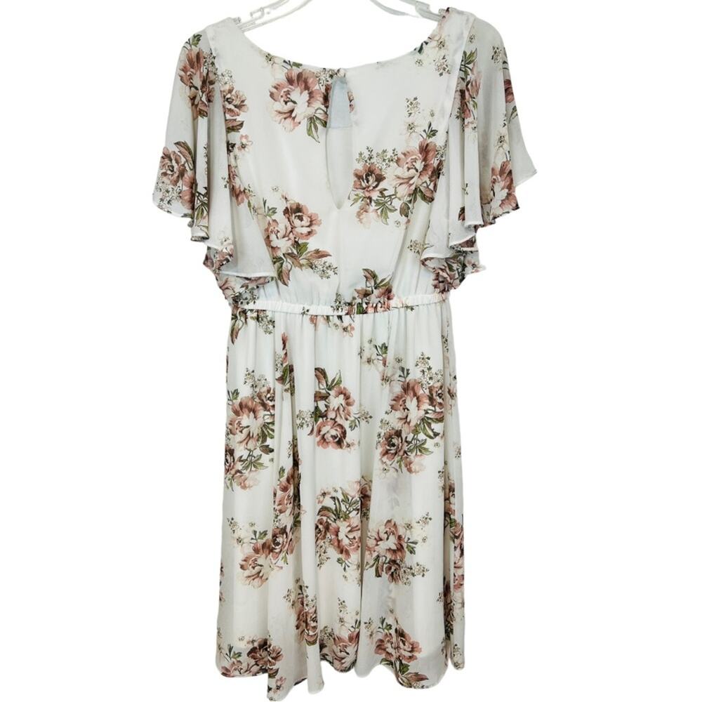 Torrid Ivory Floral Chiffon Skater Dress Flutter Sleeves - Picture 5 of 15